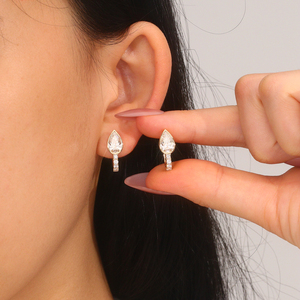 2.1carat Pear Cut lab grown diamond <b>earrings</b> jewelry women custom AU750 <b>gold</b> <b>earring</b> <b>Set</b> Hand inlay bezel setting <b>earring</b> - Product Image 3