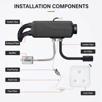 Nouveau Chauffage Portable au Gazole en Alliage d'Aluminium 5KW 12V 24V 110V 220V pour Camping-Car, Camion et Utilisation en Stationnement