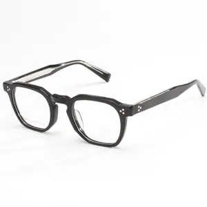 Acetate Square Glasses Frame Men Transparent Grey Optical Eyeglasses For Women Clear Lens TR90 High Quality Korean