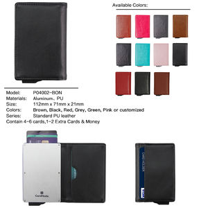 Porte-cartes de visite personnalisé en aluminium avec design pop-up, portefeuille tendance en PU avec blocage RFID, doublure courte en nylon, ouverture antivol - Product Image 3