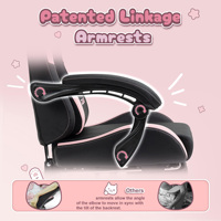Chaise de jeu vidéo pivotante rose pour fille, oreiller d'appui-tête inclinable rotatif, caractéristiques de salle de jeu, matériau en cuir synthétique