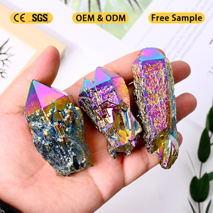 Wholesale Angel Aura Quartz <b>Pineapple</b> Quartz Point Rough Crystal Electroplate Cluster Point for Decoration - Product Image 2