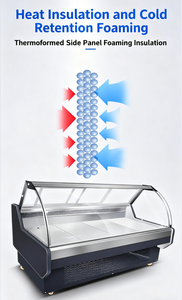 Multifunktions-Vitrine aus gebogenem Glas für Deli-Fleisch-Käse-Salat-für Fleisch großhändler - Product Image 5