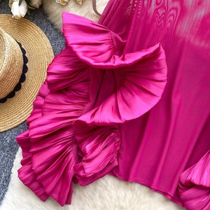 Camicette europee americane Socialite <span class=keywords><strong>camicia</strong></span> da donna estate arruffata sottile maglia larga O <span class=keywords><strong>collo</strong></span> alta moda Chic Top - Product Image 5