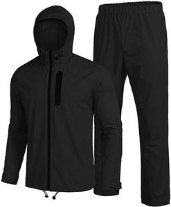Men PU Coating <strong>Waterproof</strong> Water Repellent Lightweight Outdoor Hooded Hiking Running <strong>Grey</strong> Color Rain Spray <strong>Jacket</strong> and Pant Suit - Product Image 6