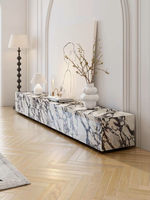 Calacatta Table de télévision en marbre pour alto Meubles de salon Meuble de télévision en pierre naturelle Designs Table de télévision en marbre moderne Nodic