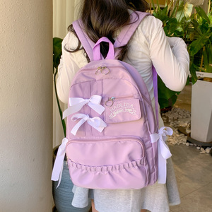 Fresh sweet <b>backpack</b> bowknot high-appearance fashionable cute cartoon bowknot <b>backpack</b> large capacity <b>backpack</b> - Product Image 3