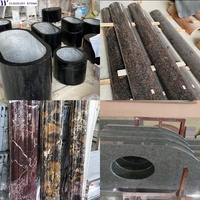 Dalles de granit brun moderne poli pour cuisine Carreaux supérieurs Revêtement de sol Évier de cuisine Surface aiguisée Plaque Plan de travail Escaliers Salle de bain