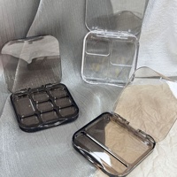 En stock, sans MOQ, palette de fards à paupières carrée pliable transparente ambrée, vide, pour cosmétiques, contour et highlighter