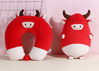 Amazon Pabrik Penjualan Laris Mainan Boneka Kustom Bentuk U Multifungsi Bentuk U Bantal Leher Hewan Mewah Bantal Sapi