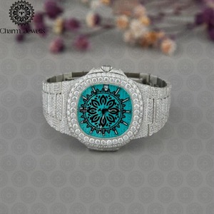 Montre en diamant très demandée, élégante montre-bracelet pour homme, luxe et mode pour le bureau et les soirées, disponible au meilleur prix - Product Image 6