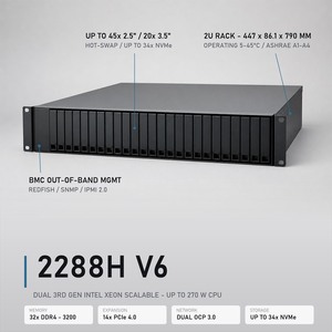 Serveur Rack 2U 288H LFF pour base de données DDR4, alimentation personnalisée, sécurité ECC, RDIMM, pour centre de données, centre de traitement graphique et centre de données de messagerie [Plateforme 2U double socket] le 2 - Product Image 1
