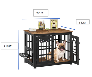 Meuble TV d'Intérieur en Promotion avec Table d'Appoint et Bol, Idéal pour Chiens <span class=keywords><strong>de</strong></span> Petite, Moyenne et Grande Taille, Cage à <span class=keywords><strong>Chien</strong></span> Robuste en Bois, Mobilier pour Niche Canine - Product Image 2