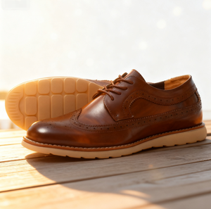 Zapatos Casuales de Hombre con Parte Superior de PU Ultraligera, Transpirables, Estilo Brogue, Retro, para Primavera, Verano, Otoño e Invierno, Cómodos para Caminar y Hacer Ejercicio - Product Image 1