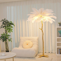 Lampe sur pied moderne en cuivre avec plumes d'autruche, style palmier, pour la maison et l'hôtel, éclairage LED décoratif nordique