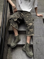 Bottes en toile verte de style militaire Canlin, lacées, semelle intermédiaire en cuir véritable, semelle en caoutchouc épaisse et durable, tendance de la mode pour toutes les saisons