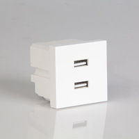 Module de panneau mural rectangulaire encastré Type 45 avec interrupteur USB double port 5V 21A et deux ports USB, pour usage domestique