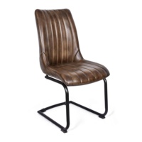 Chaises de salle à manger contemporaines en métal et cuir avec dossier de soutien et assise rembourrée confortable pour la salle à manger