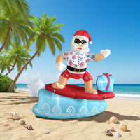 Père Noël surfeur gonflable de 1,2 m avec éclairage LED pour décoration de Noël en extérieur, fête de jardin, ornement de vacances
