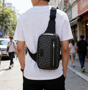 <span class=keywords><strong>Sac</strong></span> de poitrine <span class=keywords><strong>pour</strong></span> <span class=keywords><strong>homme</strong></span> en PU, grande capacité, style <span class=keywords><strong>luxe</strong></span> léger, décontracté et tendance, en stock usine, avec fermeture éclair en PVC - Product Image 2