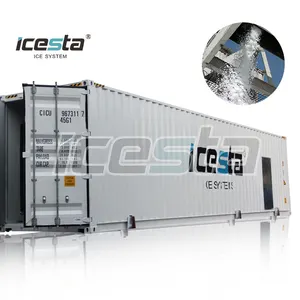 ICESTA automatic energy-saving High Productivity 20t 50t containerized flake ice machines with storage container