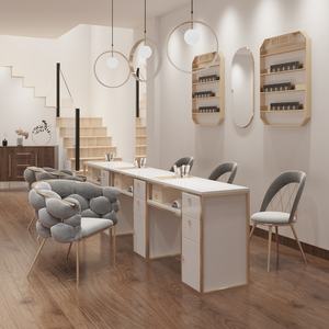 On Sales Modern Design Beauty Shop Furniture Double Manicure <b>Table</b> <b>and</b> <b>Chair</b> Sets Luxury Nail <b>Table</b> Manicure Desk - Product Image 1