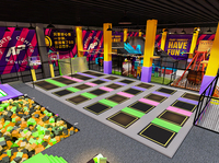 QiaoQiao Aire de jeux intérieure Attraction interactive jeu de saut Trampoline Park jeux de sport Basketball slam dunk pour enfants et adultes