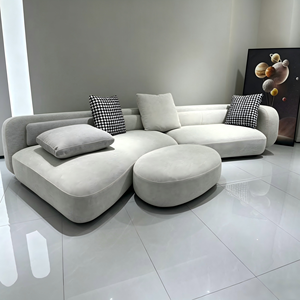 Divano Modulare Curvo Moderno, Dimensioni Personalizzabili, in Tessuto, a Forma di L, per Soggiorno, Appartamento, Hotel, Villa, Arredamento Casa - Product Image 1
