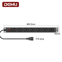 Unité de distribution d'alimentation 19 pouces, 14 prises IEC C13, 10A 2500W, disjoncteur de surcharge pour rack de serveur informatique CE