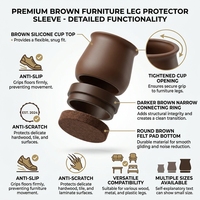 Protège-pieds en silicone marron pour meubles, patins antidérapants pour canapé, chaise, table