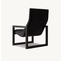 Fauteuil d'appoint moderne en tissu capitonné avec base en bois massif, style Mid-Century, pour salon