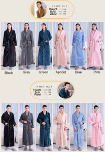 Al por mayor Bata de franela térmica de lujo elegante y gruesa, cálida, con cuello chal, unisex para hombre y mujer, tallas grandes, ropa de casa para otoño/invierno - Product Image 5