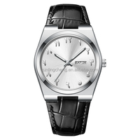 Montre à quartz de luxe pour homme, boîtier en acier inoxydable, bracelet en cuir, cadran à aiguilles lumineuses, étanche, montre-bracelet de mode pour affaires avec calendrier