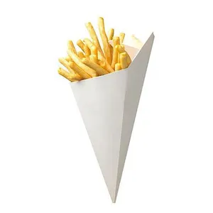 Bolsa con forma de cono de grado alimenticio, caja de patatas fritas desechable, embalaje impermeable, bonito y barato