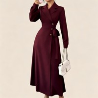 Robe blazer élégante pour femmes, manches longues, formelle, pour le travail, le bureau, mi-longue, avec ceinture, 100% polyester