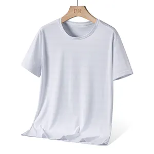 Camiseta de secado rápido con logotipo personalizado para hombre, camiseta de poliamida elástica ajustada con cuello en V, camiseta informal para correr