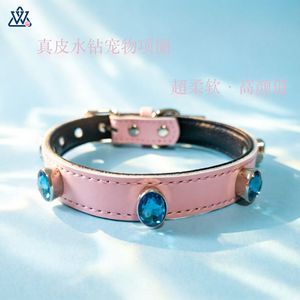 Genuine <b>Leather</b> <b>Dog</b> <b>Collar</b> Top Grain Cowhide Jeweled <b>Pink</b> Small Breed Pet Neckwear All Seasons Luxury Style - Product Image 5