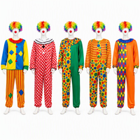 Collection en gros de costumes et robes de clown pour adultes, 10 modèles avec cols en dentelle à volants et pompons pour fêtes de cirque et spectacles