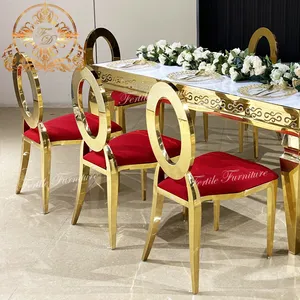 الذهبي المعادن إطار من الاستانلس ستيل المخملية كرسي مأدبة الزفاف