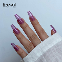 Easywell conception personnalisée mode 30-32 Gel souple acrylique cercueil autocollants pour ongles vente en gros presse sur les ongles haute qualité