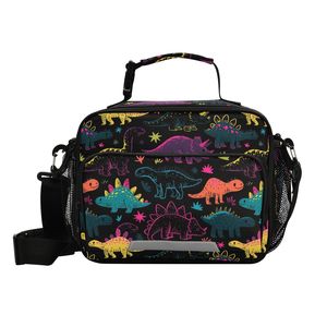 Custom Dinosaur Print Eco-friendly <b>Insulated</b> <b>Lunch</b> Bag with Zipper Closure for Kids School & Picnic Use - Product Image 3
