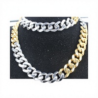 Men heavy double color necklace design hip hop Rapper's cuban link chain jewelry necklace chunky pave chain link necklace