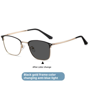 Gafas de Sol Retro de Acero Inoxidable al por Mayor, Monturas de Gafas de Moda con Diseño Browline Semi-Sin Montura para Hombre, Gafas Fotocromáticas con Bloqueo de Luz Azul - Product Image 5