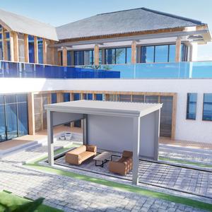 Pergola en aluminium avec lames orientables, délai de livraison rapide pour la conception de cours commerciales - Product Image 1