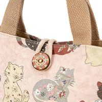 Sac fourre-tout en toile imprimé avec logo personnalisé, motif animal mignon, sac de courses, sac à main vintage avec bouton, sac en tissu de coton pour femmes et filles