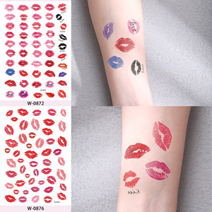 3D realista Sexy rojo <span class=keywords><strong>beso</strong></span> labio corazón tatuajes temporales impermeable falso cuerpo arte brazo boceto <span class=keywords><strong>tatuaje</strong></span> pegatinas para mujeres niñas - Product Image 2