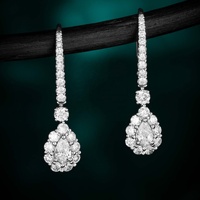 Boucles d'oreilles pendantes en forme de poire avec diamants de laboratoire 2,0 carats, 42 pièces, pavé complet, fermoir à levier PT950 blanc, luxe pour mariage et banquet