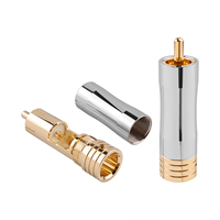 Connecteur audio RCA mâle en cuivre plaqué or OEM - Connecteur audio haut de gamme en métal argenté avec une grande ouverture de 8,9 mm pour câbles Hi-Fi DIY