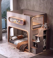 Nouveau modèle 2025, Meilleure vente : Lit mezzanine moderne en MDF avec bureau intégré pour tout-petits, lit superposé simple pour enfants, retour facile pour chambre à coucher