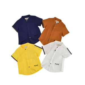 Vêtements d'été personnalisés en coton et lin pour tout-petits garçons, chemises et shorts pour garçons, vêtements pour garçons avec bouton - Product Image 1